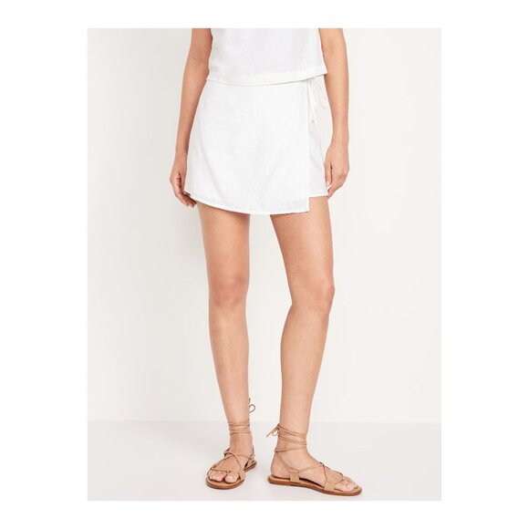 Women’s Old Navy High-Waisted Wrap-Front Mini Skort | White | Size Medium - Picture 5 of 11